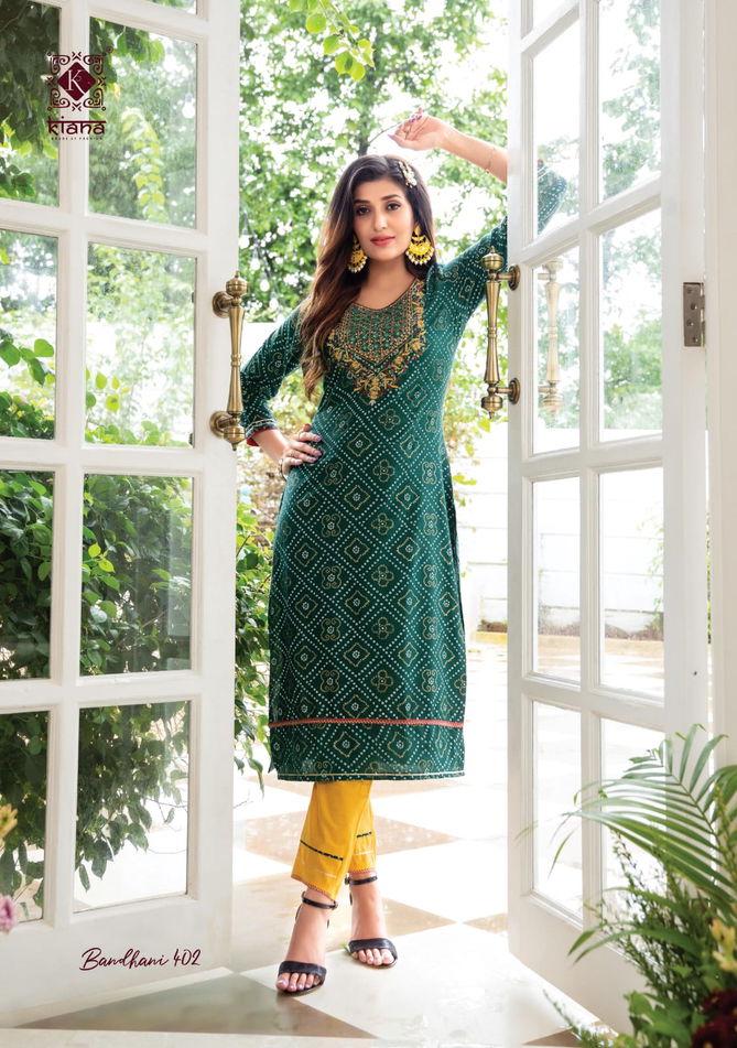 Kiana Bandhani 4 Exclusive Wholesale Kurti With Bottom Collection 